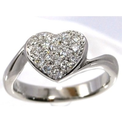 画像1: Pt900メレダイヤ入りパヴェハートリングオーダー加工例