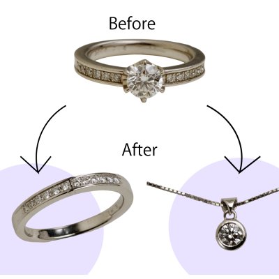 画像1: 【リフォーム例】ダイヤサイドメレリング→ハーフエタニティリング&ペンダント