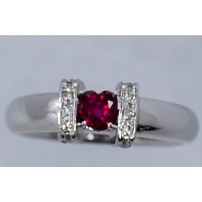 画像1: Pt900ハートルビー、メレダイヤ入りリング　オーダー制作例