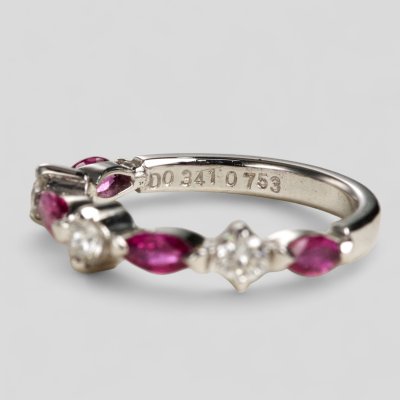 画像4: Pt900 マーキスルビー&ダイヤ リング