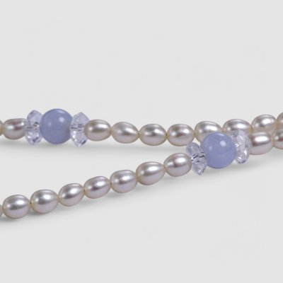 画像3: ブルーレース×淡水ハ?ールネックレス ロング