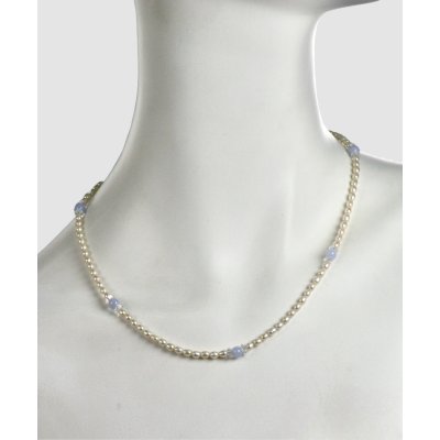 画像2: ブルーレース×淡水ハ?ールネックレス ロング