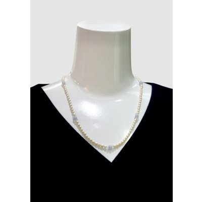 画像6: ブルーレース×淡水ハ?ールネックレス ロング