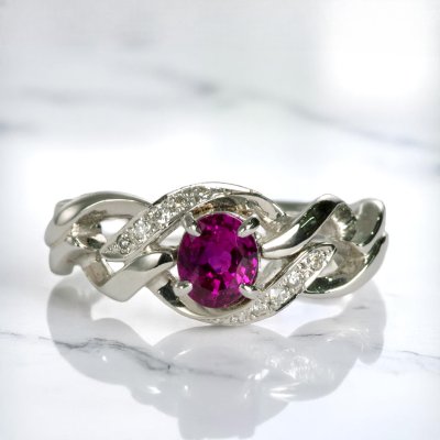 画像1: 【ソーティング付き】K18WG パープルサファイアリング