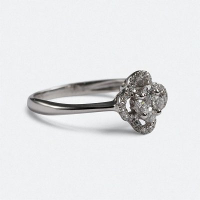 画像2: K18WGダイヤモンドフラワーリング