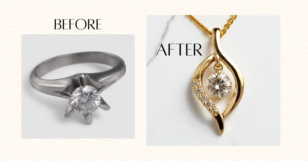 立爪ダイヤリングを揺れるK18ペンダントへリフォーム