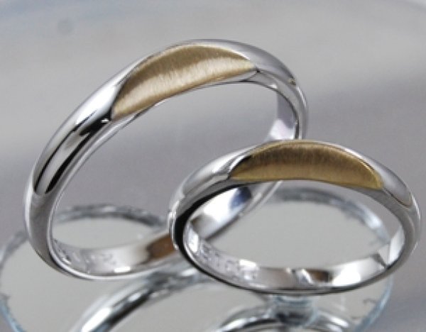 画像2: 【オーダー】【ペア・ブライダル】【参考商品】Pt900/K18オリジナルデザインマリッジリング(ハーフムーン) (2)