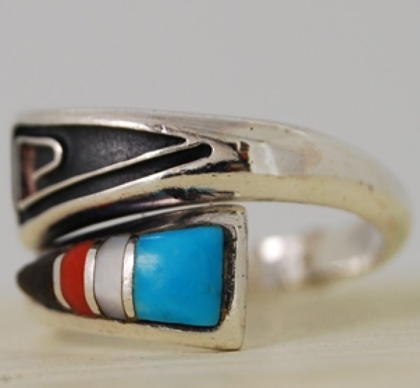 画像6: シルバー925、ターコイズ、白蝶貝等入りのフリーサイズリングの修理 (6)