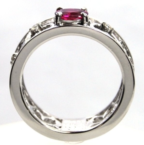 画像2: 【オーダー制作例】K18WGルビー入りハートモチーフリング (2)