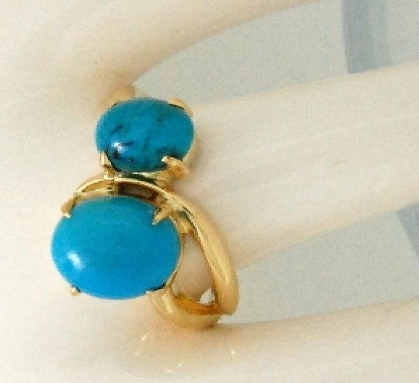 画像5: K18ターコイズ（トルコ石）2個入りリングオーダー制作 (5)