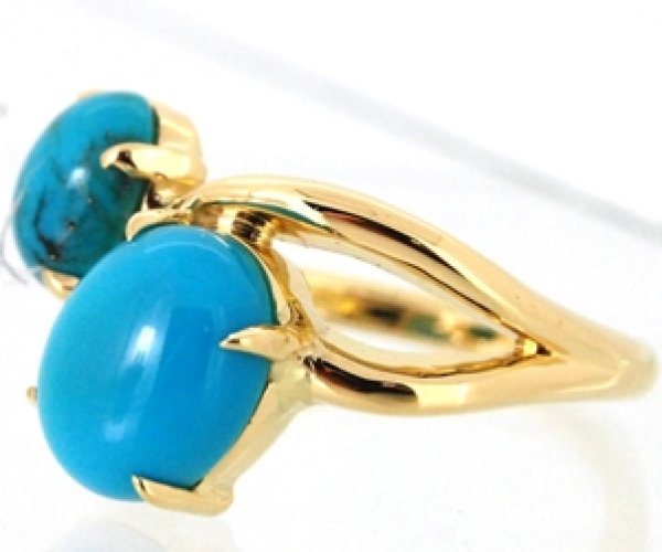 画像3: K18ターコイズ（トルコ石）2個入りリングオーダー制作 (3)