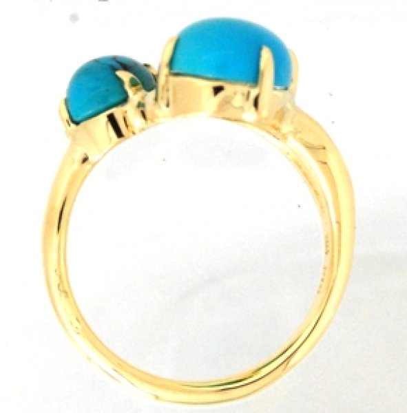 画像4: K18ターコイズ（トルコ石）2個入りリングオーダー制作 (4)