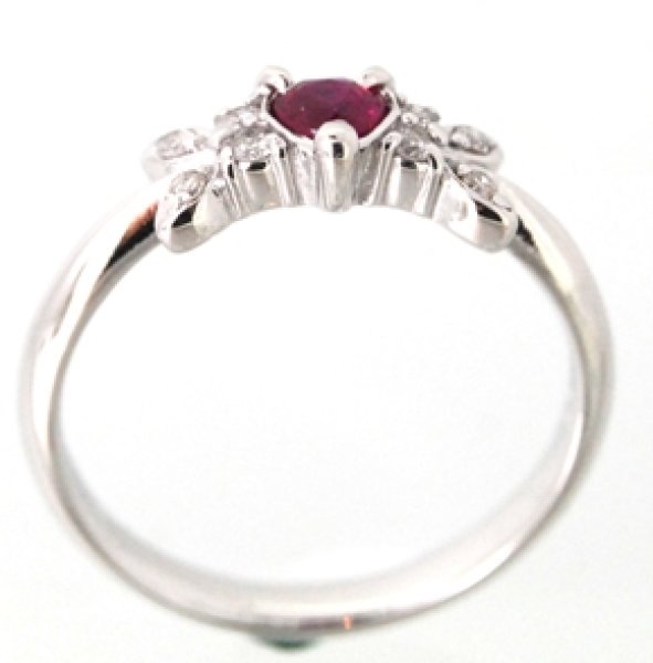 画像2: 中石がなくなったK14WGダイヤ入りリングの中石合わせ、石留め (2)