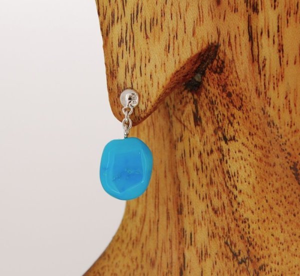 画像10: K18WGアリゾナターコイズタンブル ピアス (10)