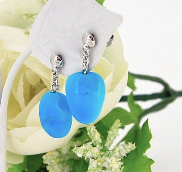 画像6: K18WGアリゾナターコイズタンブル ピアス (6)