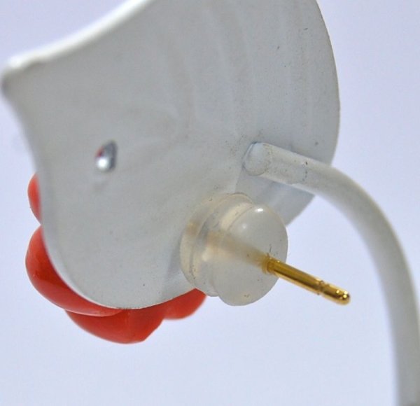 画像6: K18サンゴダイヤ入りオリジナルデザインピアス (6)