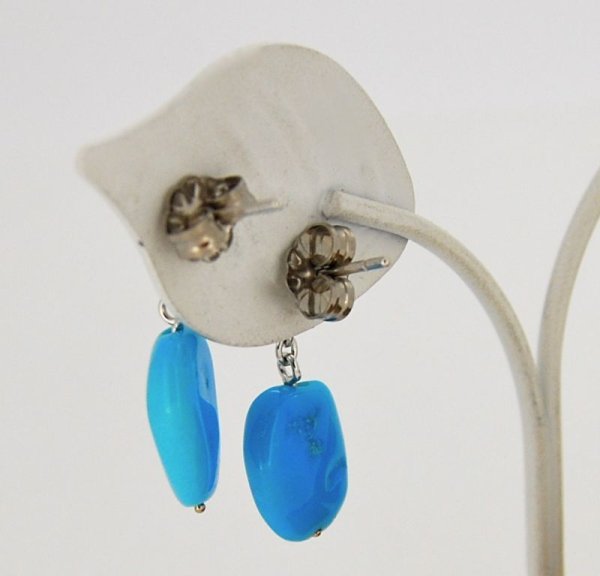 画像8: K18WGアリゾナターコイズタンブル ピアス (8)