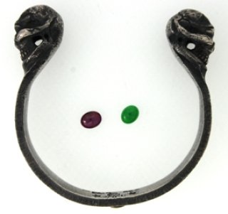 ストップライト|サイドスカルシルバーリング|ガーネット入りサイズ直し