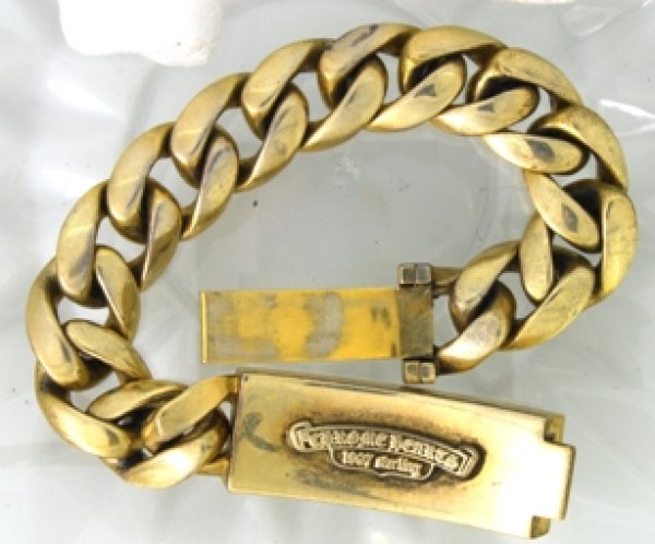 画像4: 【Chrome Hearts】クロムハーツ フローラルクロス IDブレスレットクラッシックチエーンのロジウムメッキ (4)