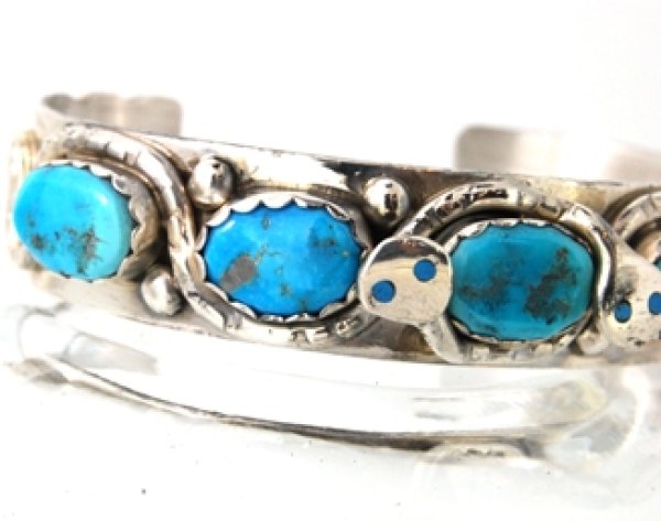 画像4: シルバーターコイズバングル(ブレスレット)の紛失したターコイズ1個の石合わせ及び石留め (4)