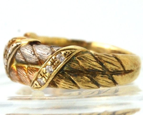 画像3: K18、Pt900スリーカラーダイヤ入りファッションリングクリーニング (3)