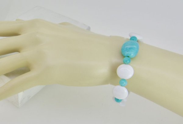 画像9: アマゾナイト×ホワイトアゲートブレスレット (9)