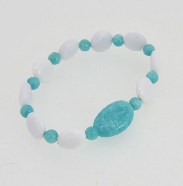 画像6: アマゾナイト×ホワイトアゲートブレスレット (6)