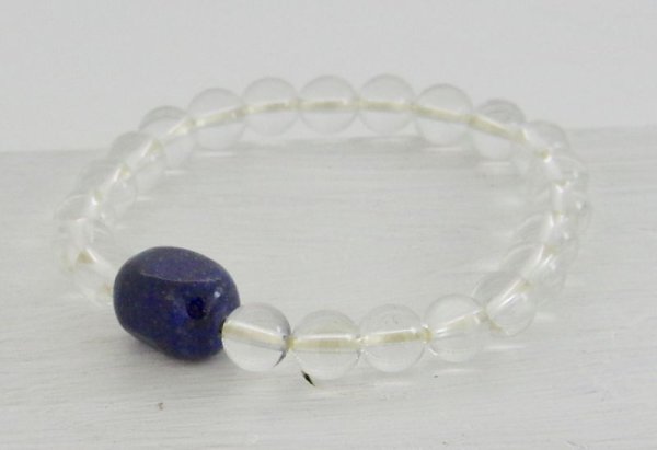 画像3: ラピスラズリタンブル×水晶　ブレスレット (3)