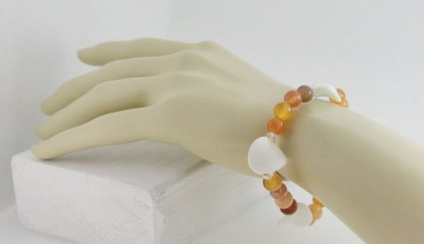 画像5: カーネリアン×シンセイチックアゲートブレスレット (5)