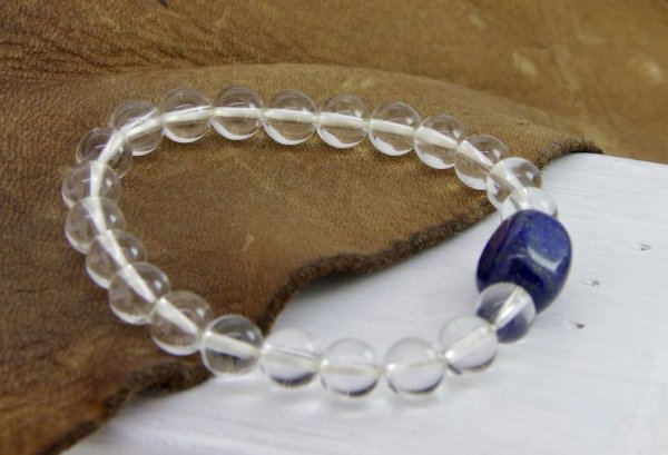 画像2: ラピスラズリタンブル×水晶　ブレスレット (2)