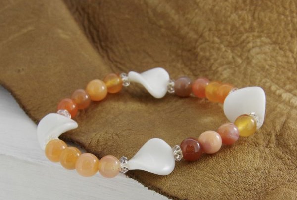 画像4: カーネリアン×シンセイチックアゲートブレスレット (4)