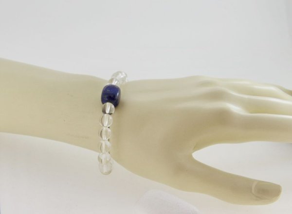 画像4: ラピスラズリタンブル×水晶　ブレスレット (4)