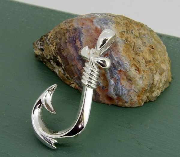 画像3: シルバーフィッシュフックペンダントトップ Lサイズ (3)