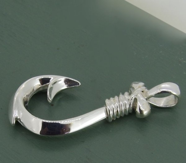 画像5: シルバーフィッシュフックペンダントトップ Lサイズ (5)