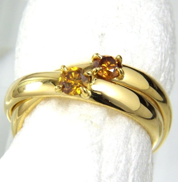 画像4: K18カラーダイヤ二連リング制作 (4)