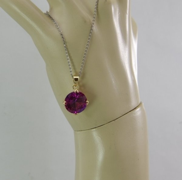 画像4: K18赤紫色石リングをペンダントにカスタマイズ (4)
