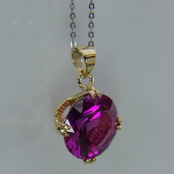 画像3: K18赤紫色石リングをペンダントにカスタマイズ (3)