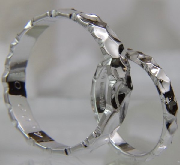 画像2: 【オーダー】【ペア・ブライダル】槌目シルバーペアリング (2)