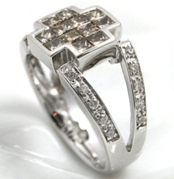 画像3: K18WG(ホワイトゴールド)ブラウンダイヤ入りリングの新品仕上げ例 (3)