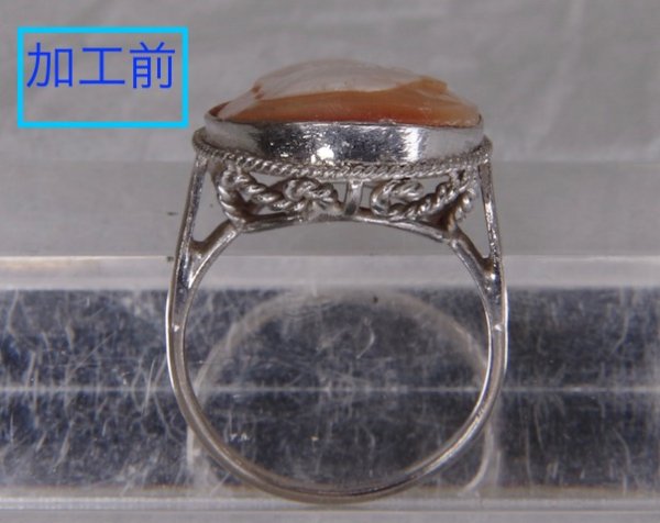 画像8: シルバー枠のカメオリングを金メッキ加工 (8)