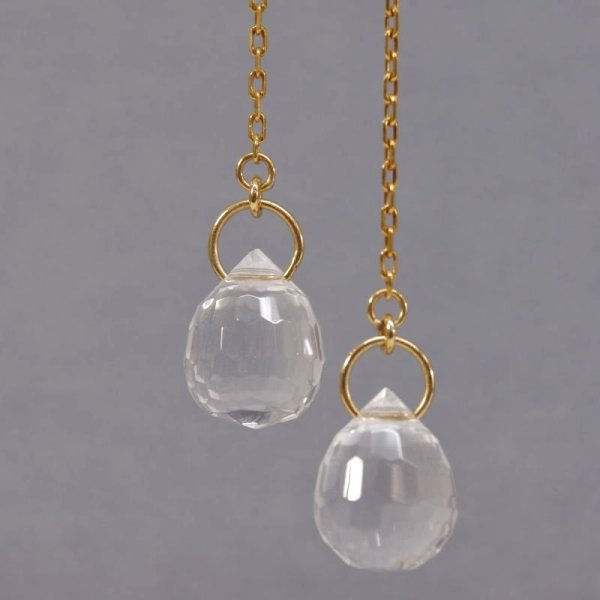 画像9: K18ブリオレットカット水晶ピアス (9)