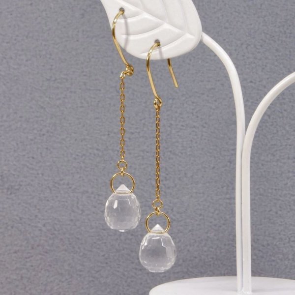 画像8: K18ブリオレットカット水晶ピアス (8)