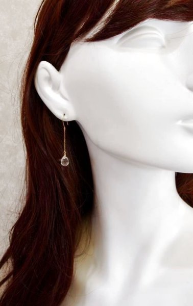 画像6: K18ブリオレットカット水晶ピアス (6)