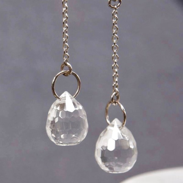 画像3: sv925ブリオレットカット水晶ピアス (3)