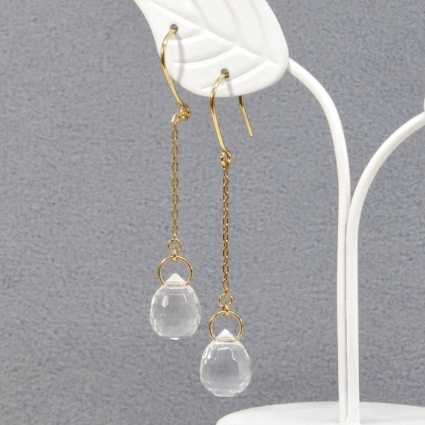 画像7: K18ブリオレットカット水晶ピアス (7)