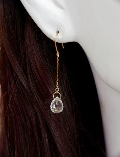 画像5: K18ブリオレットカット水晶ピアス (5)