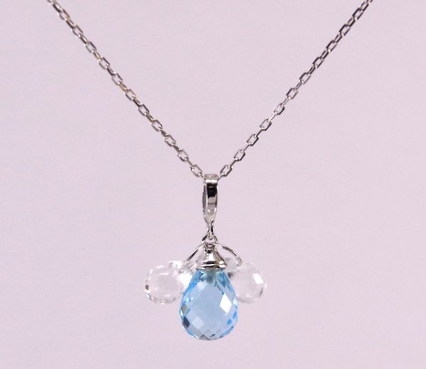 画像7: Pt900/K18WGブルートパーズ×水晶ブリオレットカットネックレス (7)