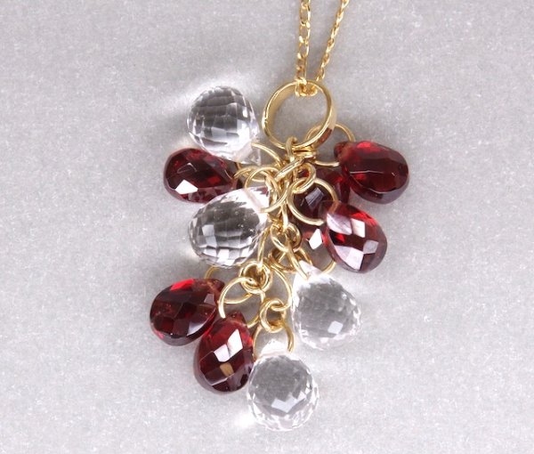 画像7: K18ガーネット×水晶ブリオレットカットネックレス (7)