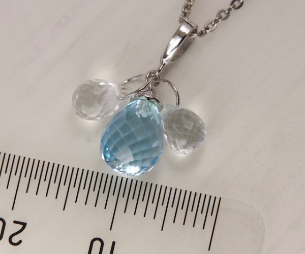 画像6: Pt900/K18WGブルートパーズ×水晶ブリオレットカットネックレス (6)