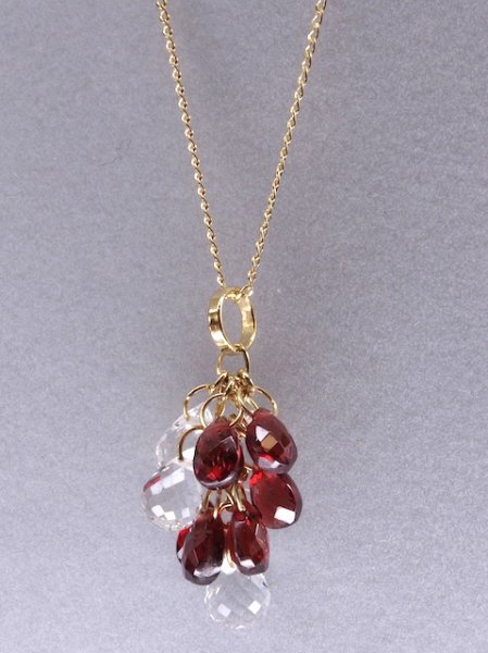 画像8: K18ガーネット×水晶ブリオレットカットネックレス (8)